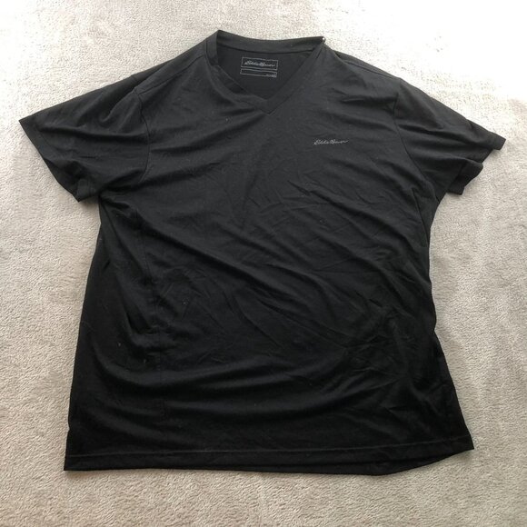 Eddie Bauer Mens T-Shirt Large Short Sleeve V-Neck Casual Tee Neutral Black - Picture 5 of 7